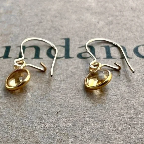 Sundance $78 NEW 3/4" CITRINE 12kt Gold GF NOVEMBER Birthstone Gemstone Earrings - Picture 5 of 6